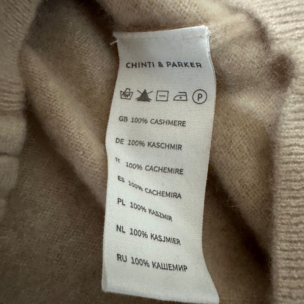 100% Cashmere Beige Cashmere Zip Up Hoodie - Picture 8 of 8